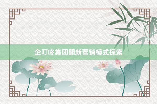 企叮咚集团翻新营销模式探索